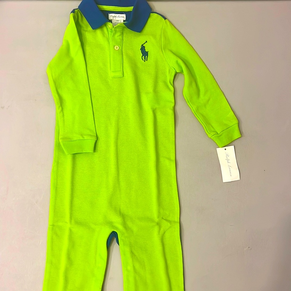 Cotton jersey coverall- lime green/ electric blue